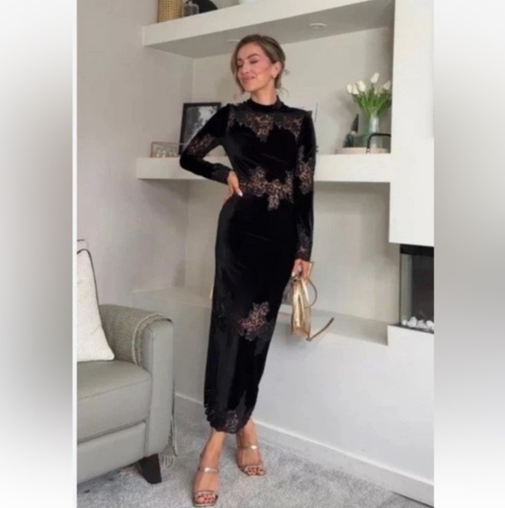 Zara Velvet Lace Dress - Picture 13 of 15